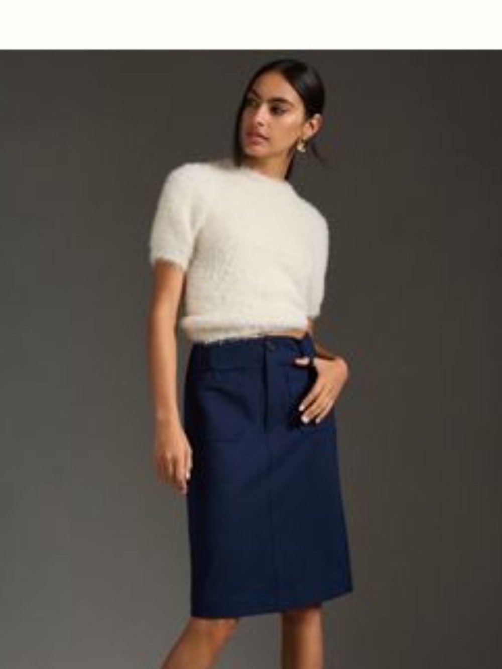 Maeve Navy Pencil Midi Skirt